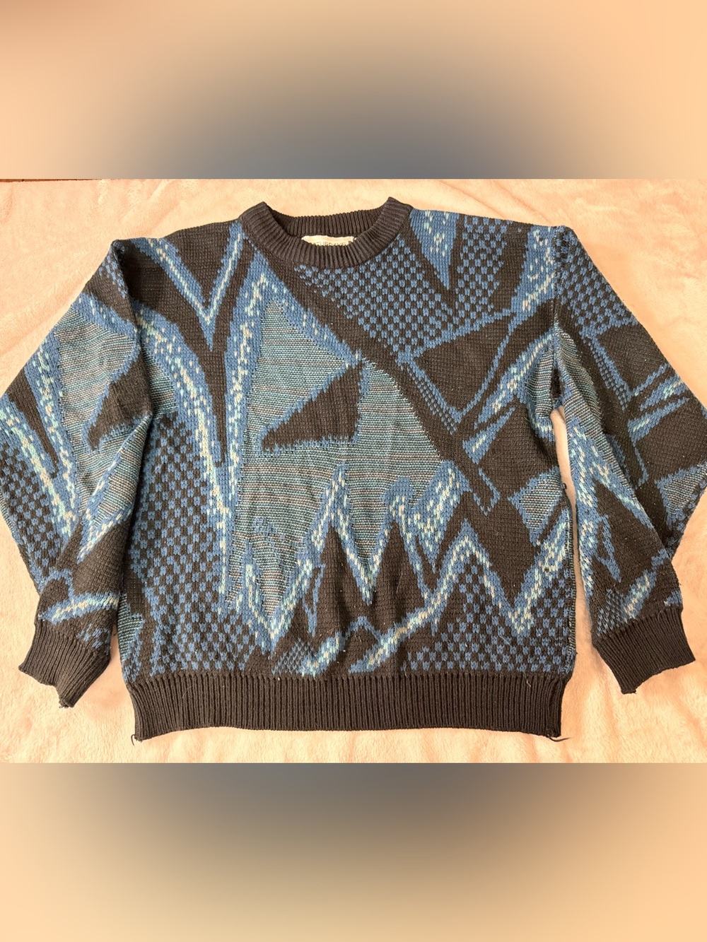 Saturday’s- Men's Blue and Black Geometric Crewneck Sweater
